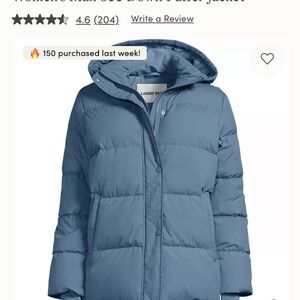 Lands' End Women's Slate Blue Puffer Coat